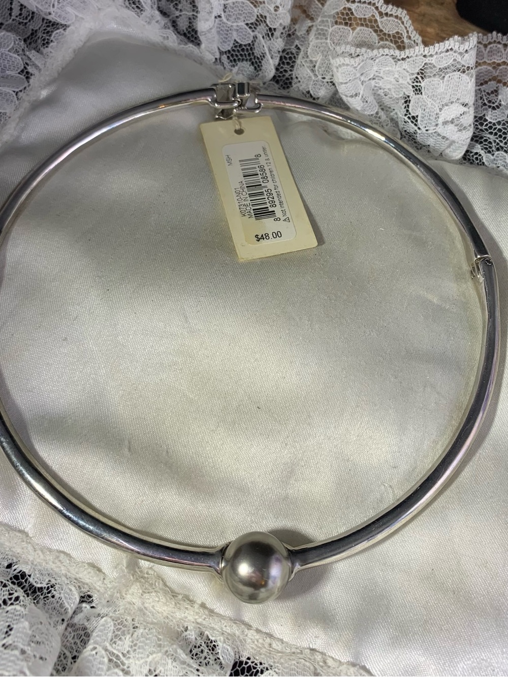 Kenneth Cole New York Silver Collar Necklace with Ball Accent
